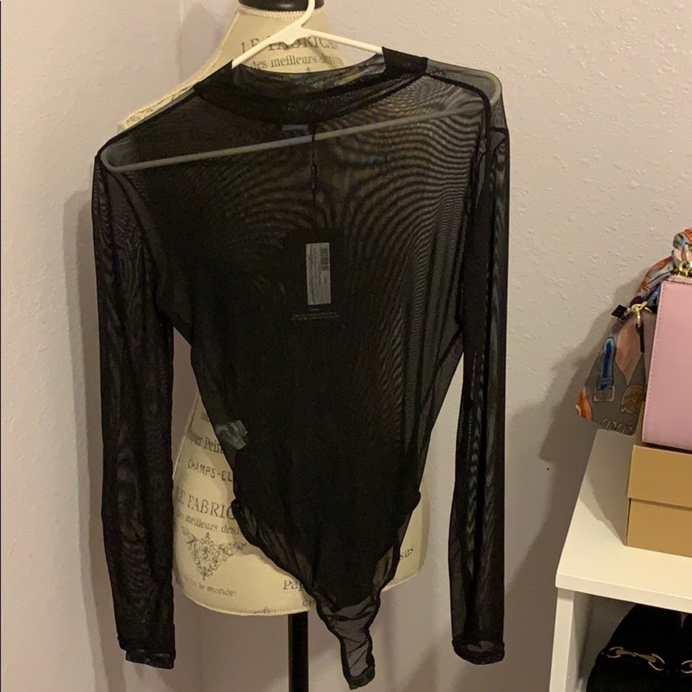 Black mesh bodysuit